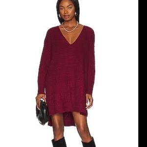 free people intimately xs/s new Burgundy V-Neck Dress